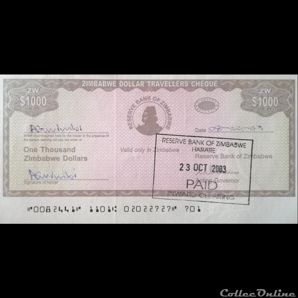 ZIMBABWE - P 15 - 1000 DOLLARS - 2003 billet afrique zimbabwe p 15 1000 dollars 2003