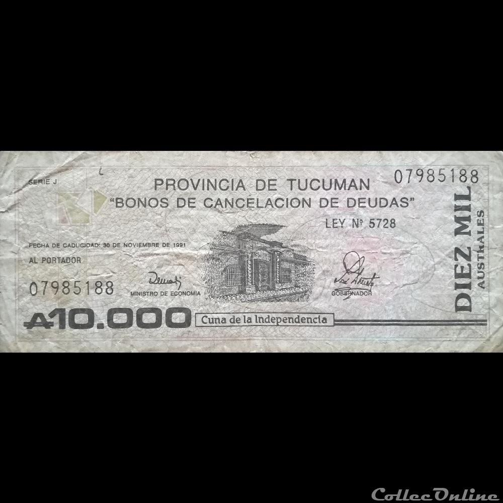 ARGENTINE - P S 2718 - 10.000 AUSTRALES - 1991 billet amerique du sud argentine p s 2718 10 000 australes 1991