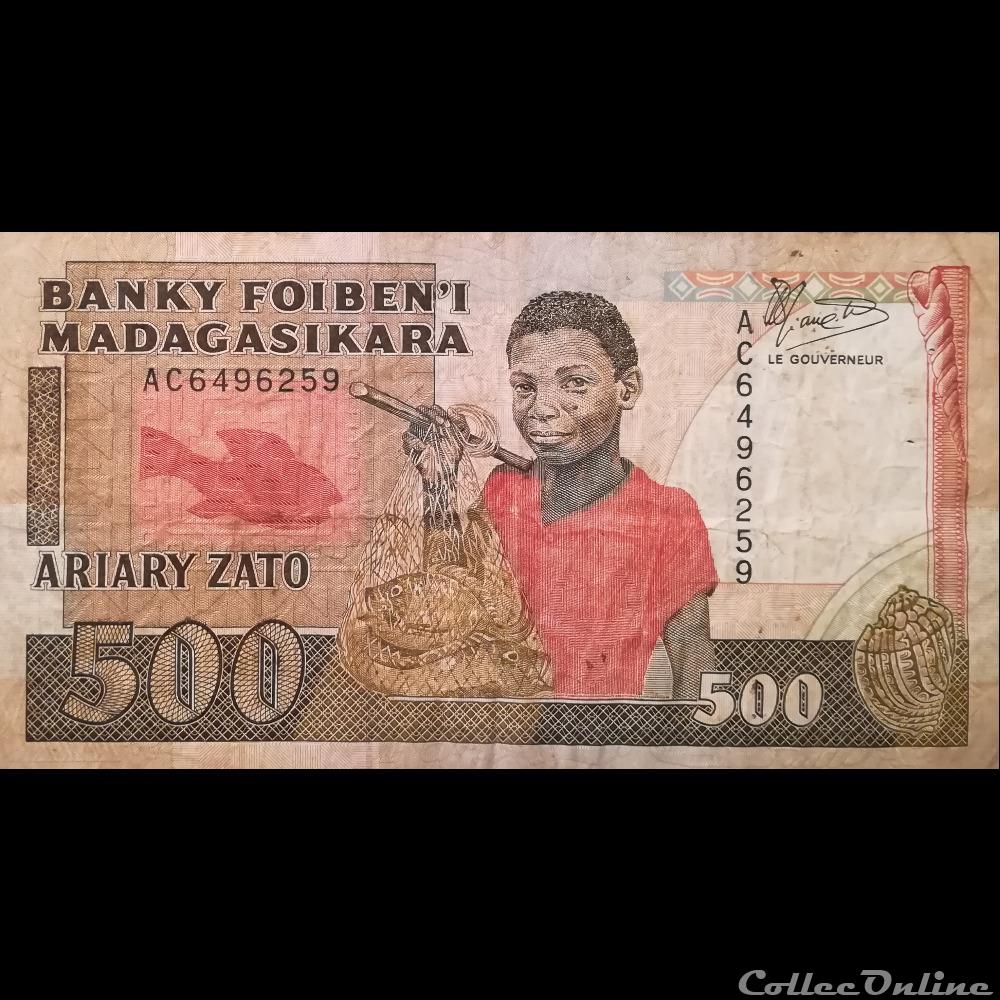 billet afrique madagascar p 71 a 500 francs 1988 93