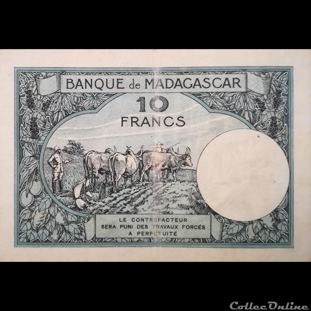 MADAGASCAR - P 36 - 10 FRANCS - 1937 billet afrique madagascar p 36 10 francs 1937