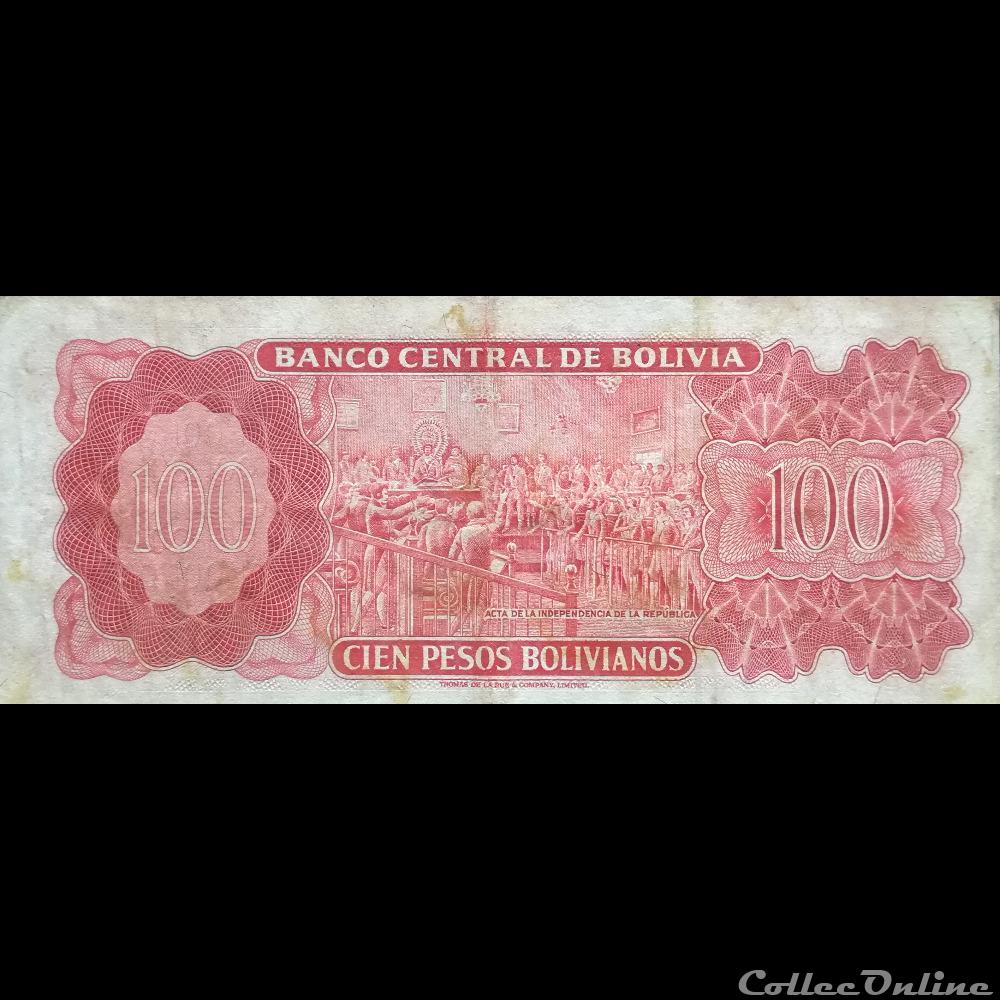 BOLIVIE - P 164 B (2) - 100 PESOS BOLIVIANOS - 1962 billet amerique du sud argentine bolivie p 164 b 2 100 pesos bolivianos 1962
