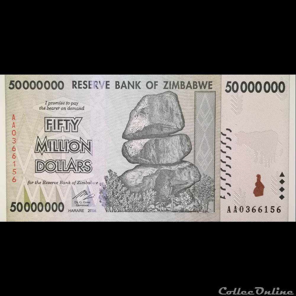 ZIMBABWE - P 79 - 50.000.000 DOLLARS - 2008 billet afrique zimbabwe p 79 50 000 000 dollars 2008