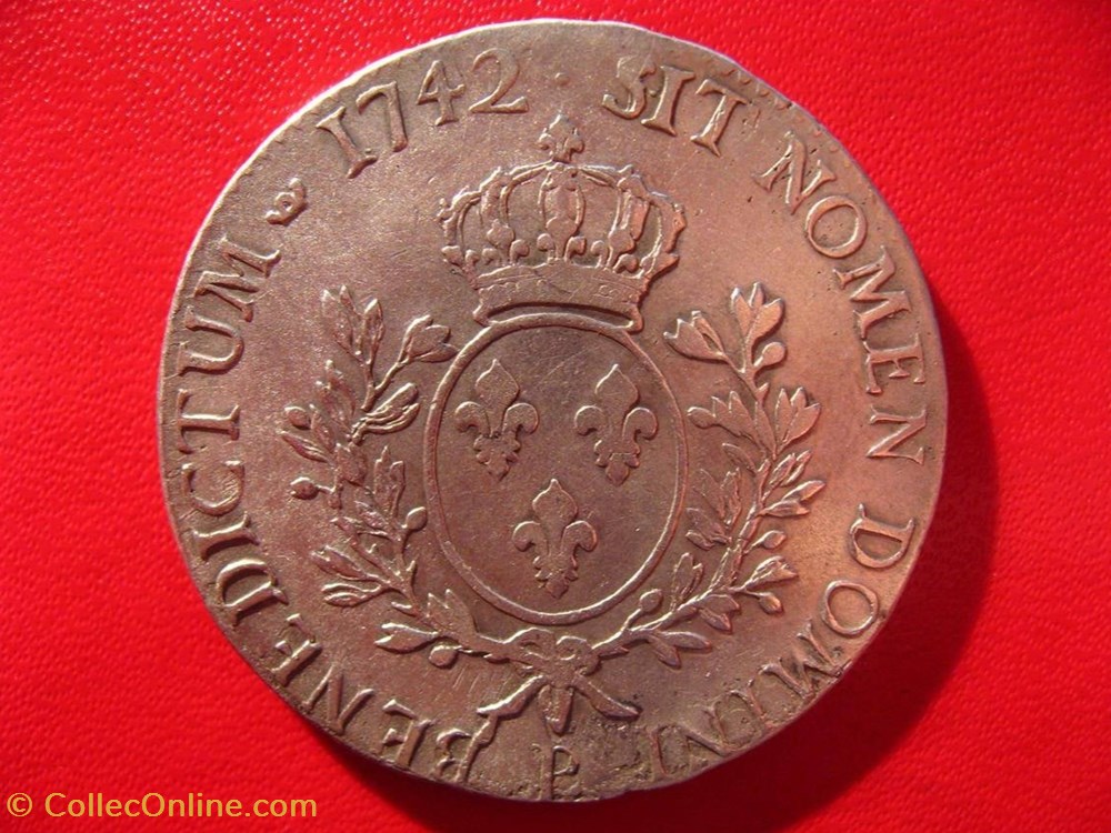 écu au bandeau Louis XV 1742 P DIJON monnaies europe medievale france royales ecu au bandeau louis xv 1742 p dijon