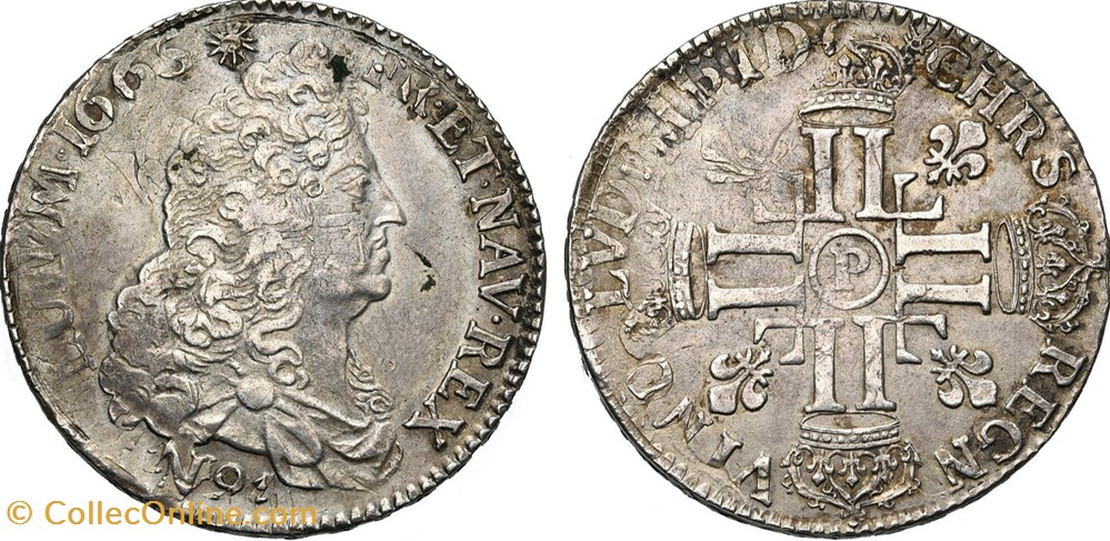 monnaies europe medievale france royales ecu louis xiv aux 8 l 1691 p dijon 1er type 1ere reformation