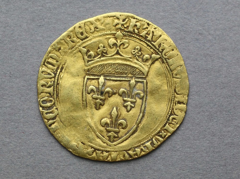 monnaies europe medievale france royales ecu or charles vi dijon