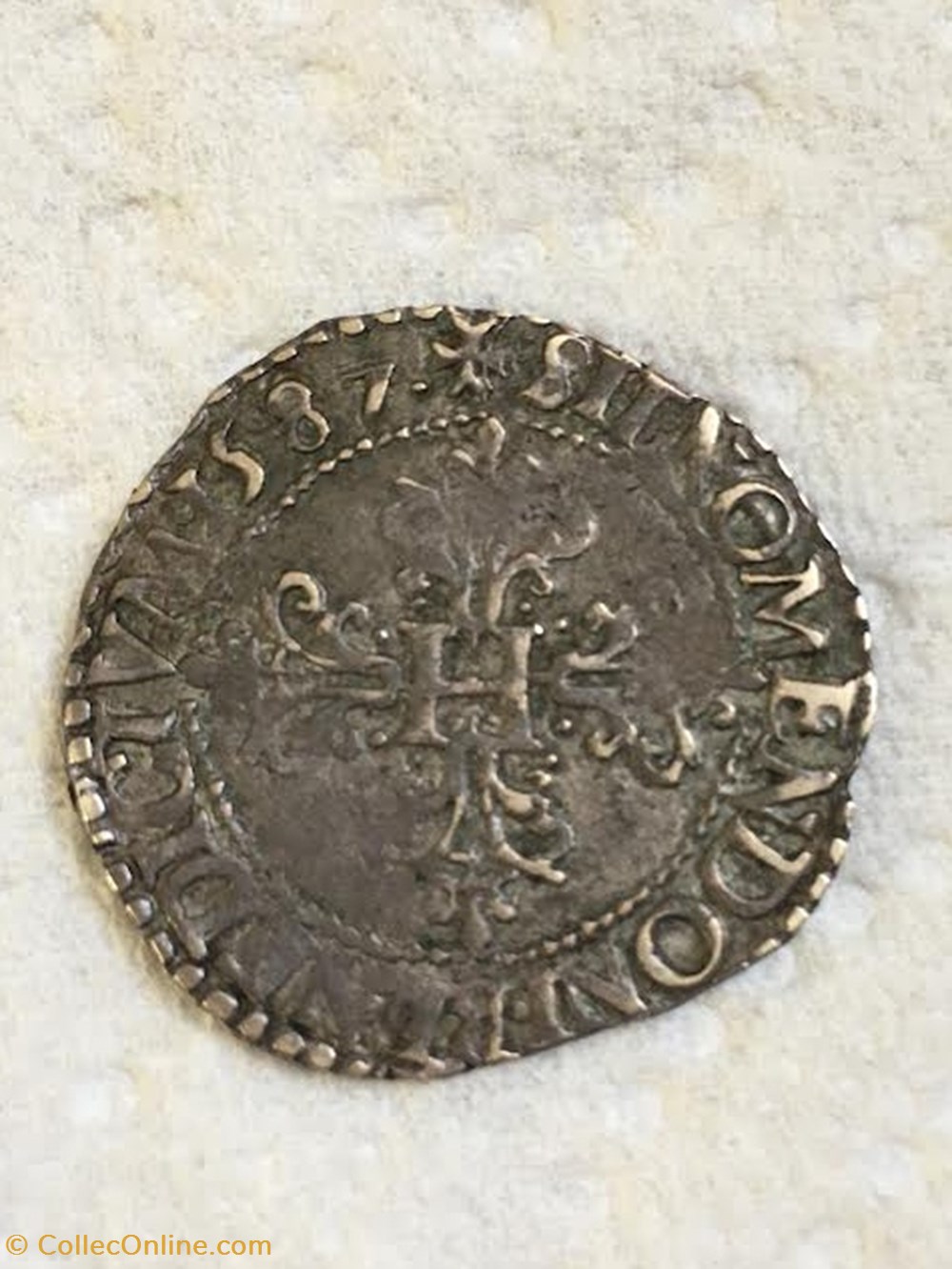 Quart de Franc d'argent Henri III 1587 P DIJON monnaies europe medievale france royales quart de franc argent henri iii 1587 p dijon