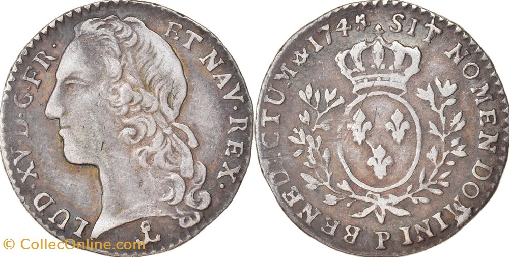 monnaies europe medievale france royales dizieme ecu argent louis xv 1745 4 p dijon