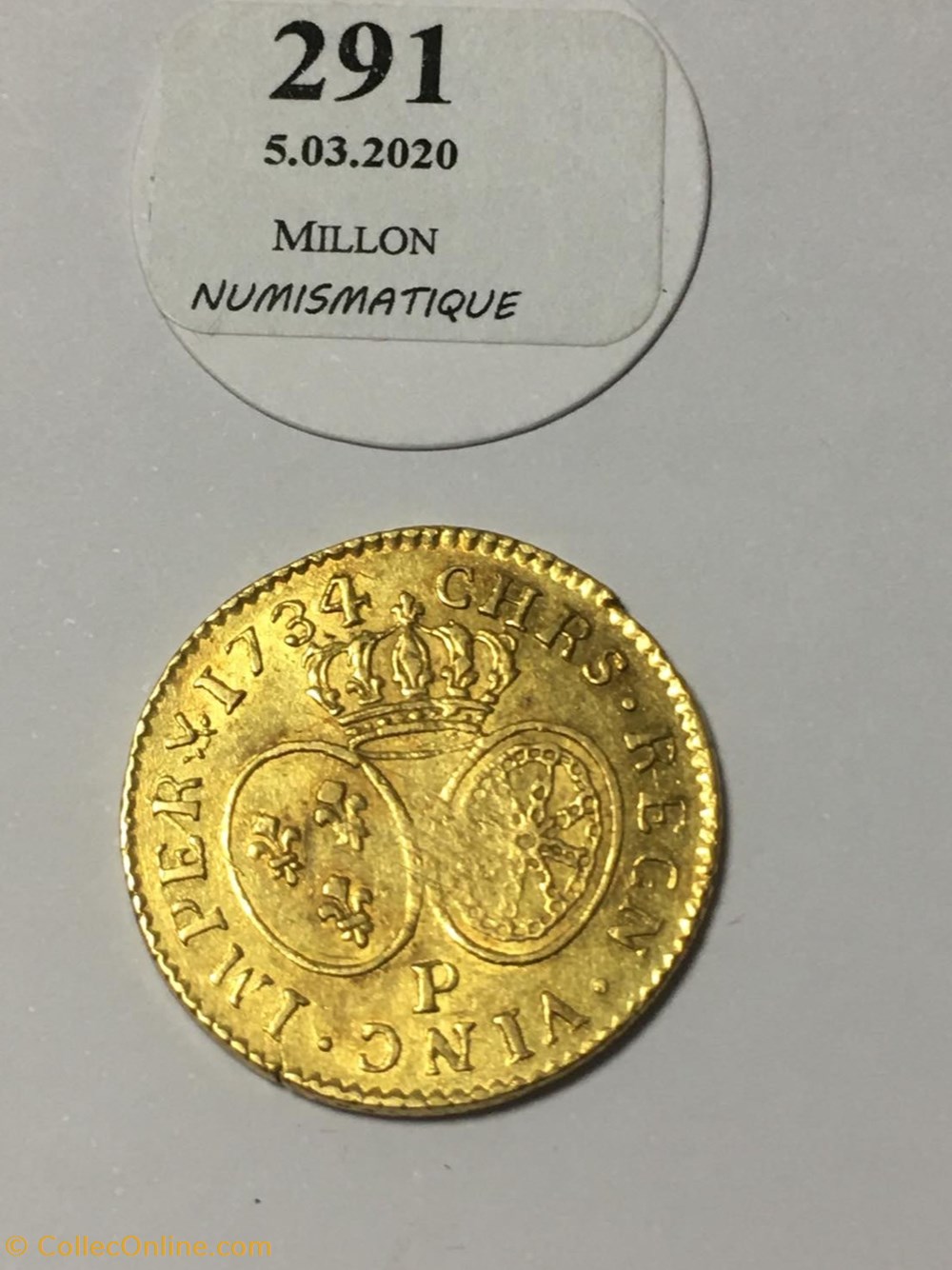 Louis d'or Louis XV Aux Lunettes 1734 P DIJON 3 monnaies europe medievale france royales louis or louis xv aux lunettes 1734 p dijon