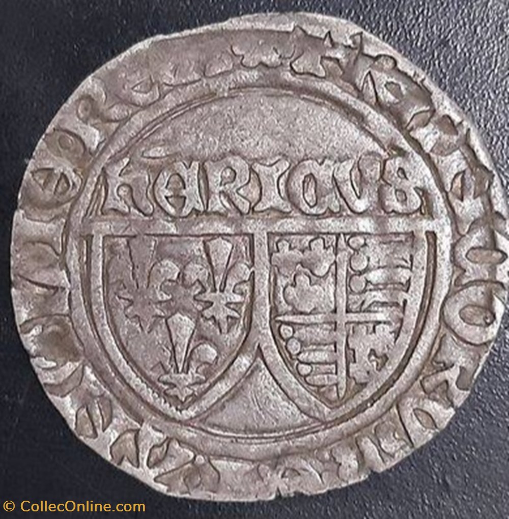 Grand Blanc Aux Ecus Henry VI AUXERRE var. revers " BENEDICTU " monnaies europe medievale france royales grand blanc aux ecus henry vi auxerre var revers benedictu