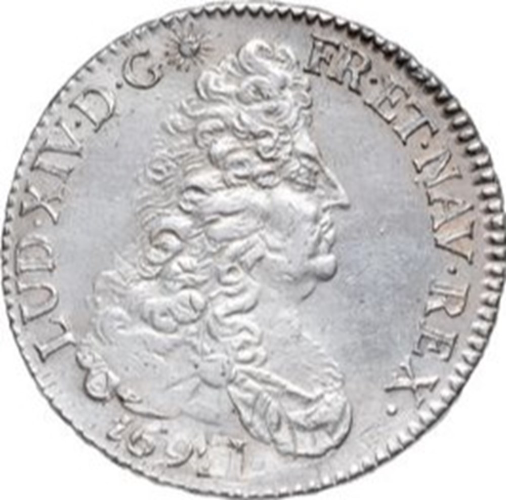 Ecu Louis XIV aux 8L 1692 P DIJON monnaies europe medievale france royales ecu louis xiv aux 8l 1692 p dijon