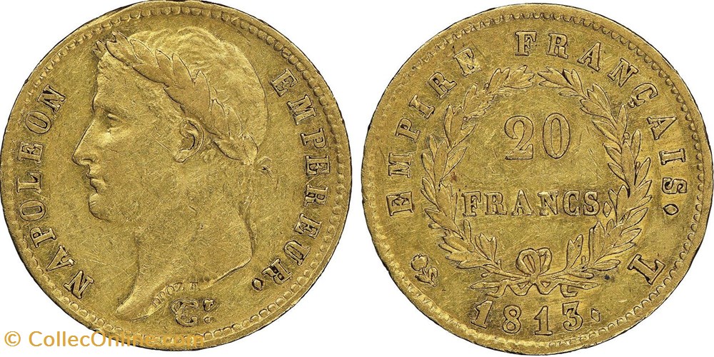 20 FRANCS OR NAPOLÉON IER 1813 L BAYONNE NGC AU55 monnaies monde france 20 francs or napoleon ier 1813 l bayonne ngc au55