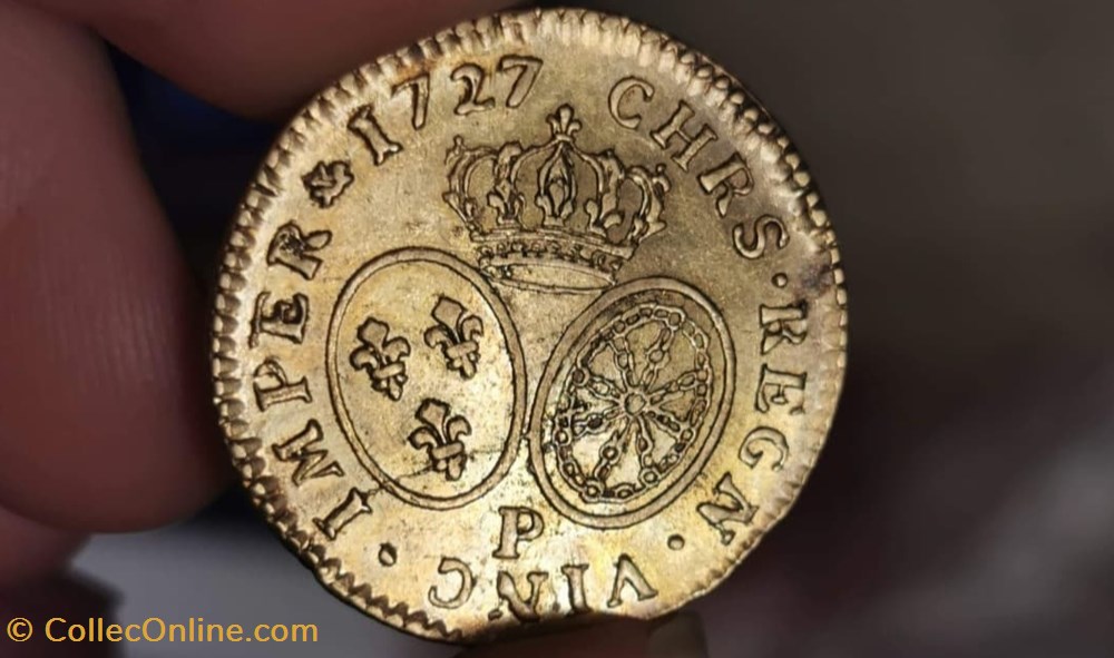 monnaies europe medievale france royales louis or louis xv aux lunettes 1727 p dijon