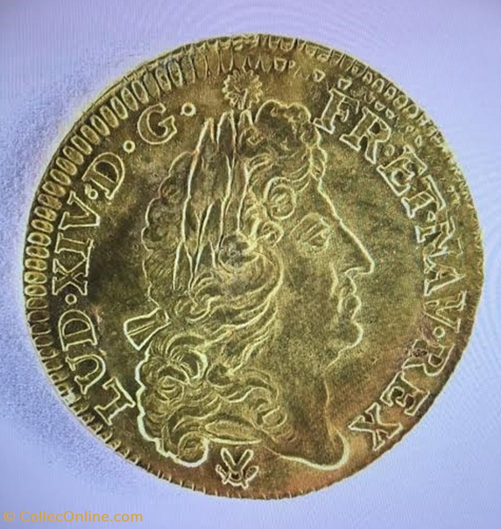 monnaies europe medievale france royales louis or louis xiv dit a ecu tresor de plozevet 1691 p dijon flan reforme