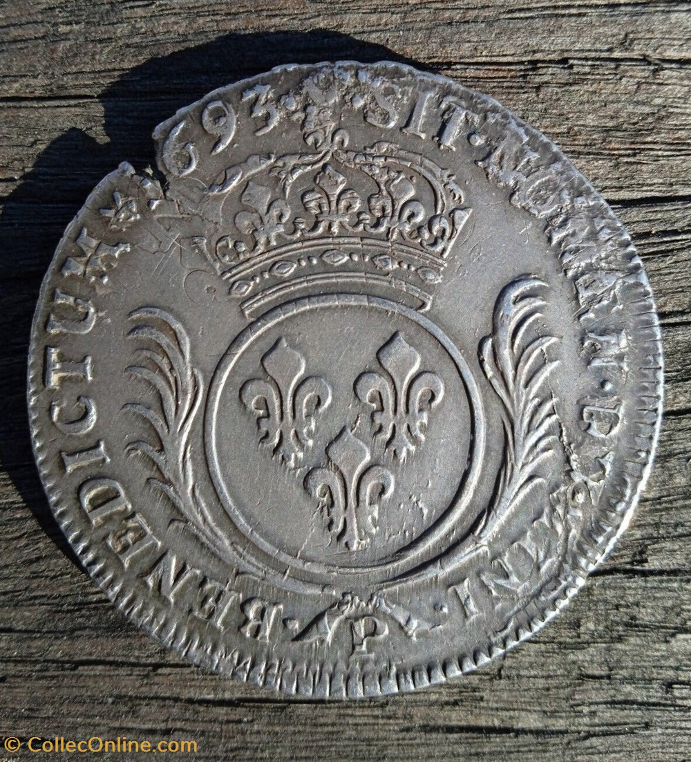 monnaies europe medievale france royales ecu aux palmes louis xiv 1693 p dijon