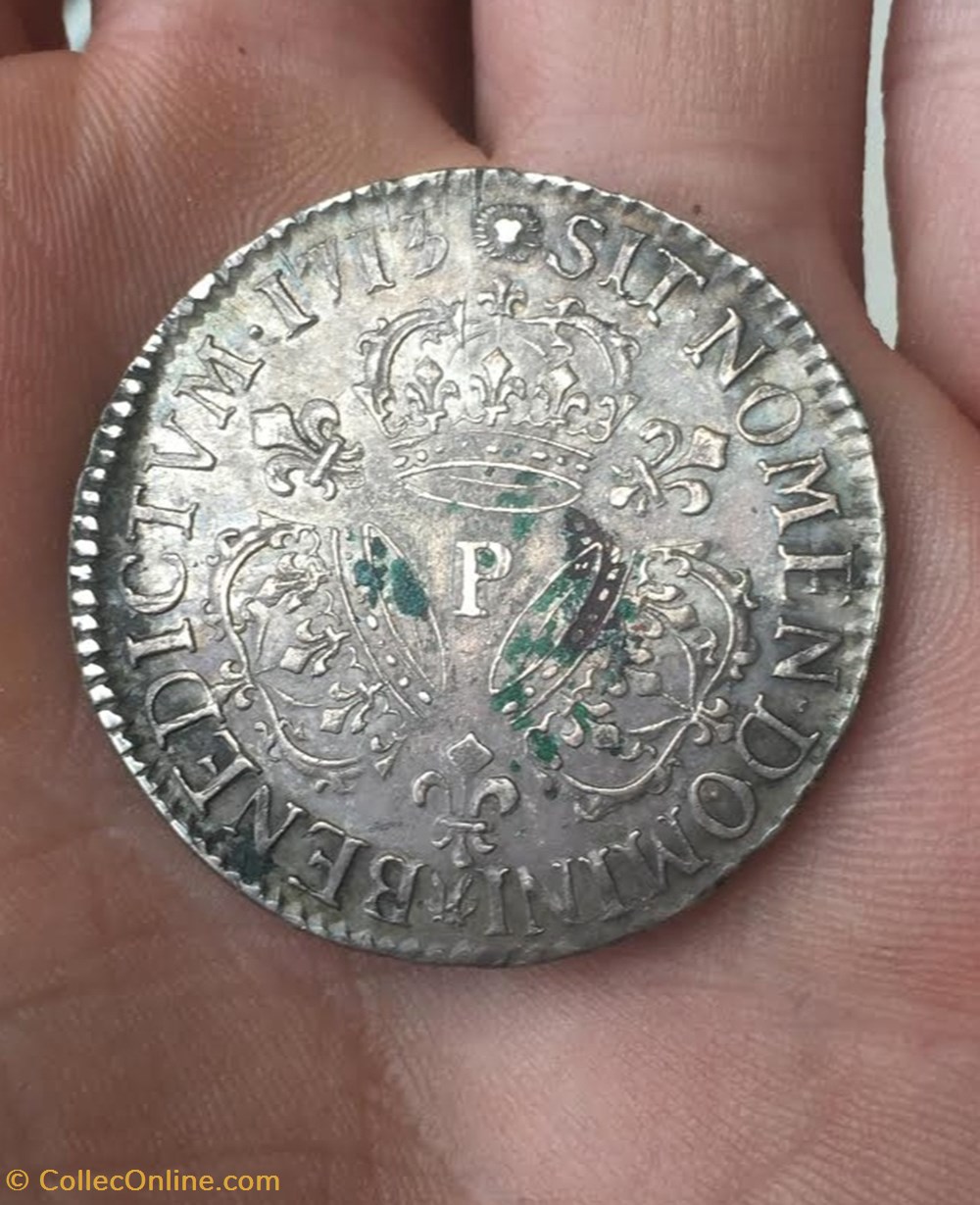 monnaies europe medievale france royales demi ecu argent louis xiv dit aux trois couronnes 1713 p dijon