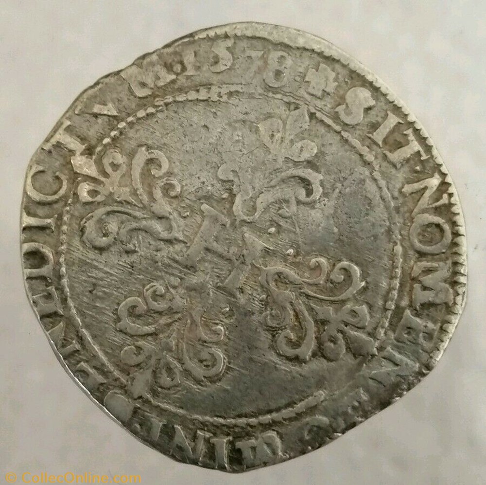 Demi-franc Henri III dit au col plat 1578 P DIJON monnaies europe medievale france royales demi franc henri iii dit au col plat 1578 p dijon