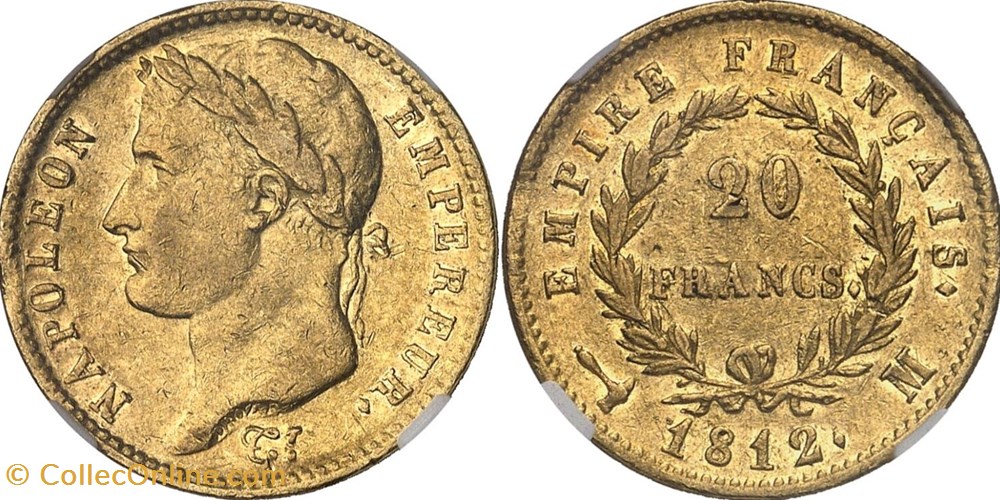 20 FRANCS OR NAPOLÉON IER 1812 M TOULOUSE NGC AU55 monnaies monde france 20 francs or napoleon ier 1812 m toulouse ngc au55