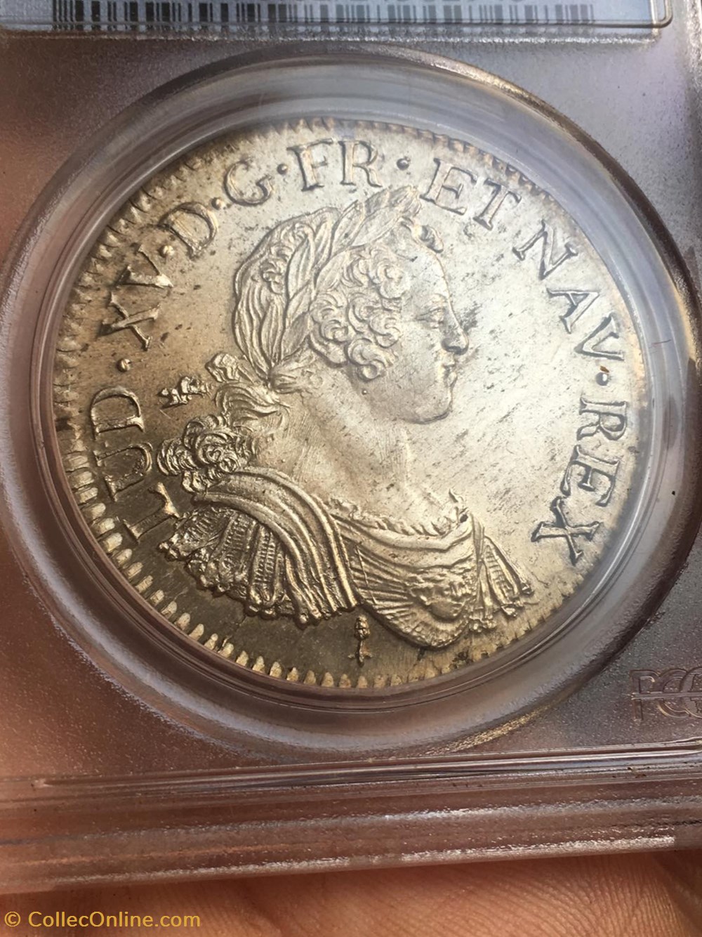 écu d'argent aux huit L Louis XV 1725 P DIJON PCGS MS62 2 monnaies europe medievale france royales ecu argent aux huit l louis xv 1725 p dijon pcgs ms62