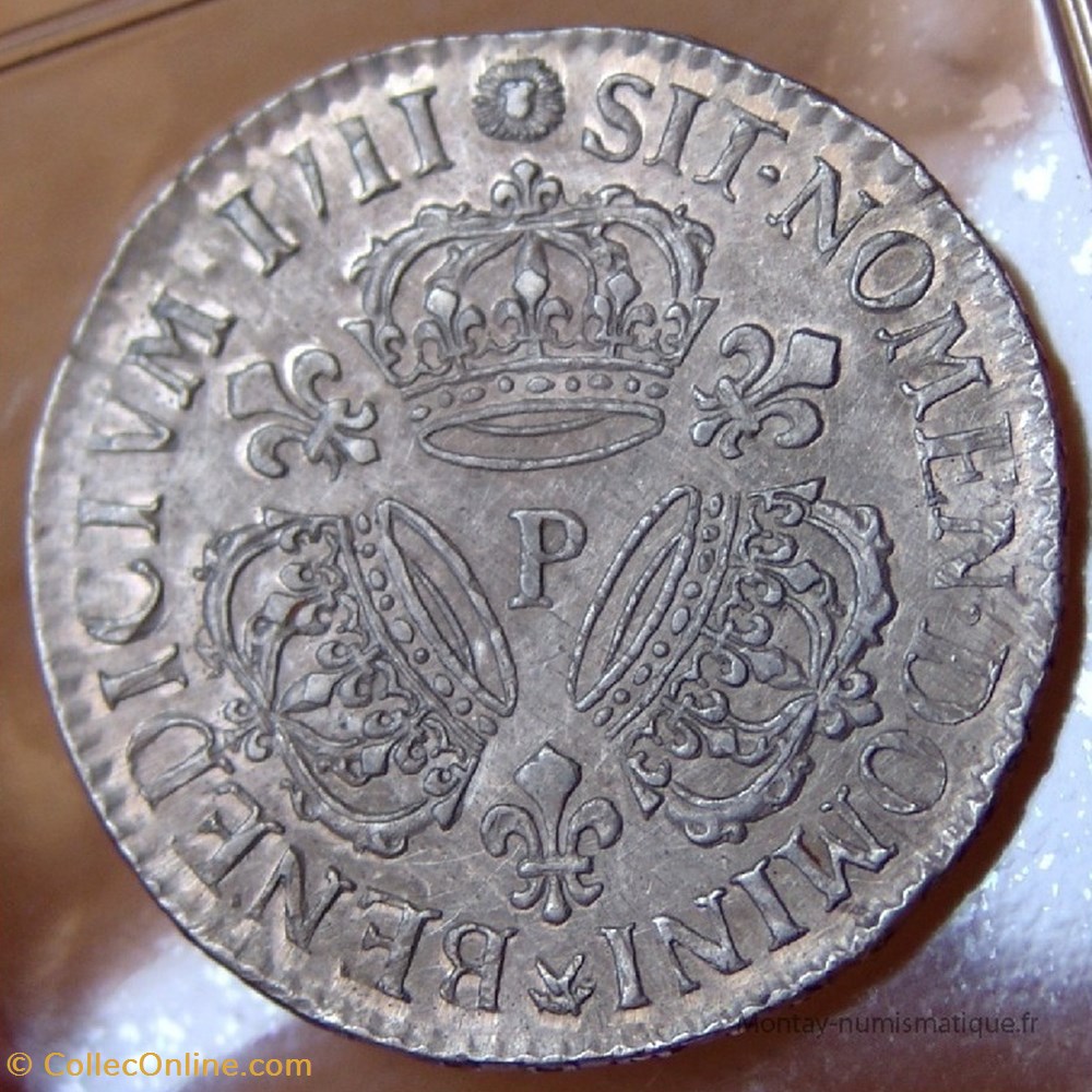 Demi écu d'argent Louis XIV dit aux trois couronnes 1711 P DIJON monnaies europe medievale france royales demi ecu argent louis xiv dit aux trois couronnes 1711 p dijon