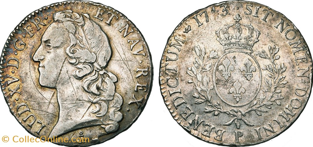écu au bandeau Louis XV 1743 P DIJON monnaies europe medievale france royales ecu au bandeau louis xv 1743 p dijon