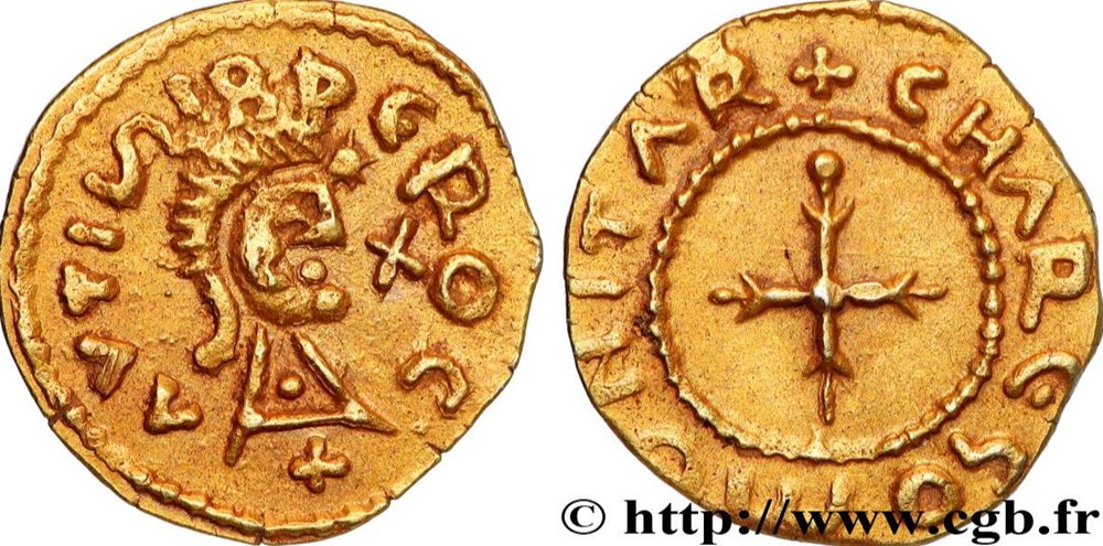 Triens - AUXERRE - AUTISIODORUM CIVITAS monnaies europe medievale france royales triens auxerre autisiodorum civitas
