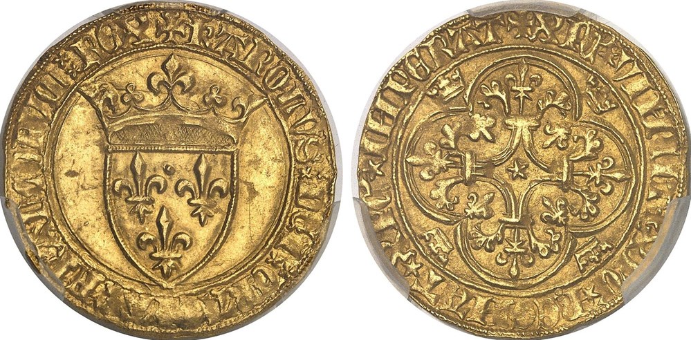 Écu d'or à la couronne Charles VI (1380-1422). 3e émission ND (1389-1394) monnaies europe medievale france royales ecu or a la couronne charles vi 1380 1422 3e emission nd 1389 1394