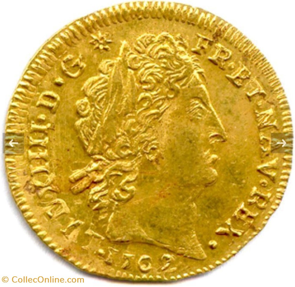 Louis d'or Louis XIIII Aux 8L et Aux Insignes 1702 P DIJON , Fausse réformation monnaies europe medievale france royales louis or louis xiiii aux 8l et aux insignes 1702 p dijon fausse reformation