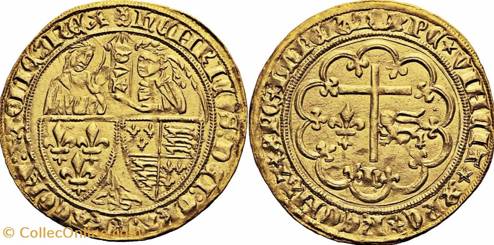 monnaies europe medievale france royales salut or henri vi de lancastre auxerre