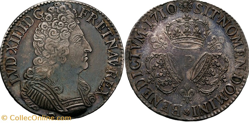 Ecu Aux Trois Couronnes Louis XIV 1710 P DIJON monnaies europe medievale france royales ecu aux trois couronnes louis xiv 1710 p dijon