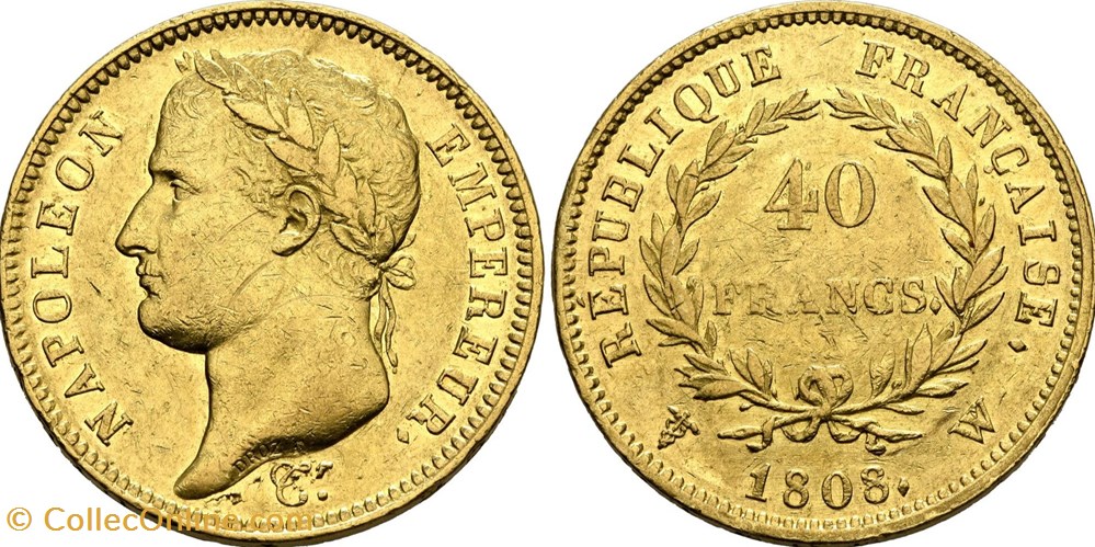 monnaies 40 francs or napoleon ier 1808 w lille