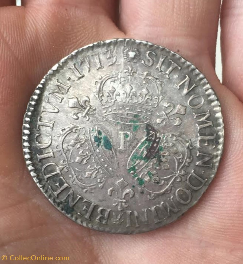 monnaies europe medievale france royales demi ecu argent louis xiv dit aux trois couronnes 1713 p dijon