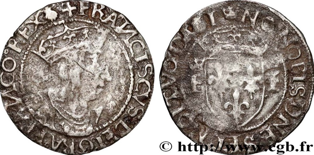 monnaies europe medievale france royales demi teston francois ier 13eme type dijon