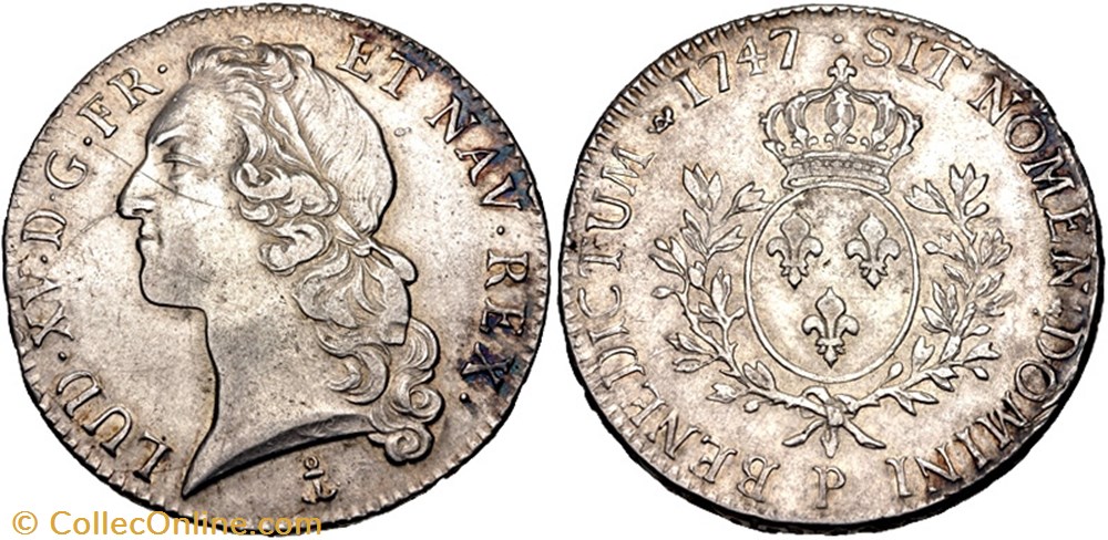 monnaies europe medievale france royales ecu au bandeau 1747 p dijon