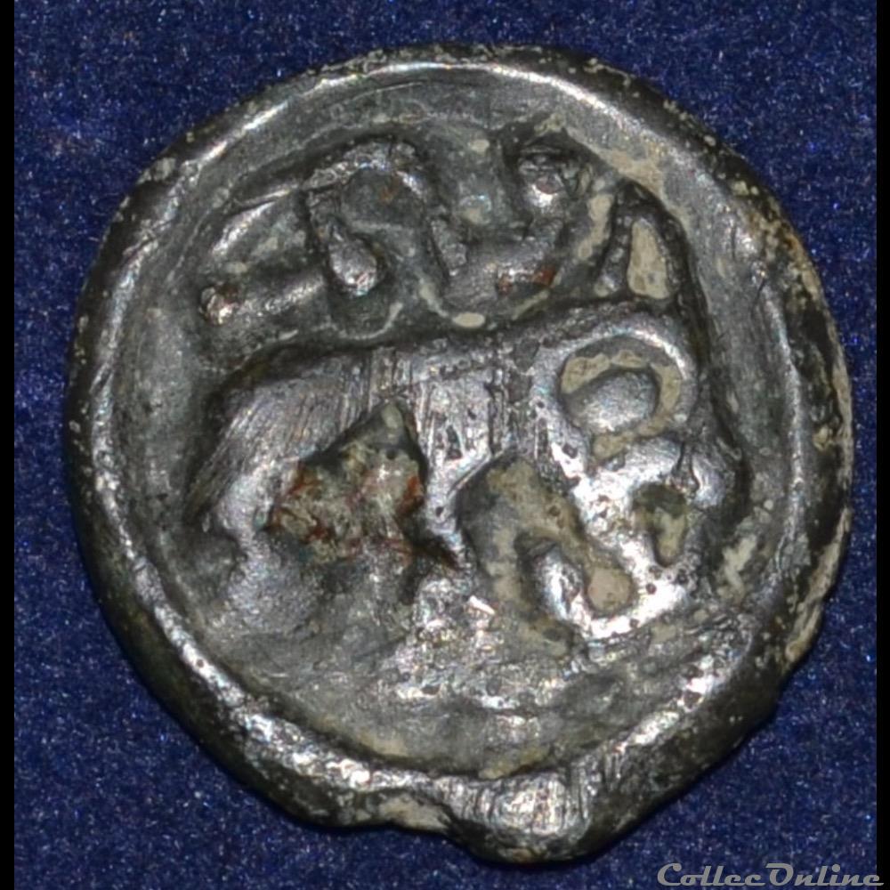 RÈMES (Région de Reims) Potin au guerrier courant monnaie antique gauloise remes region de reims potin au guerrier courant