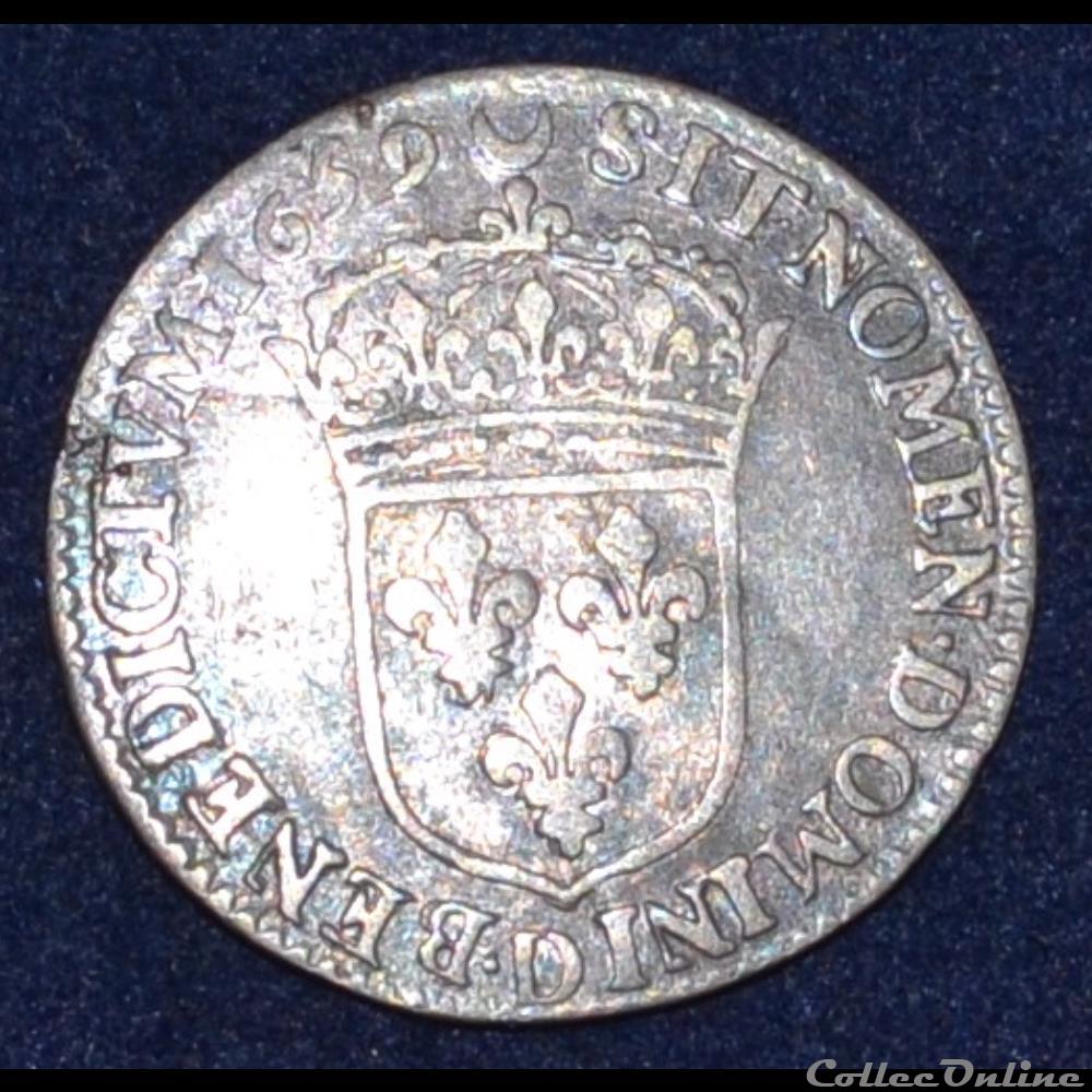 LOUIS XIV LE GRAND OU LE ROI SOLEIL Douzième d'écu à la mèche longue -1559 Lyon monnaies europe medievale france royales louis xiv le grand ou le roi soleil douzieme ecu a la meche longue 1559 lyon