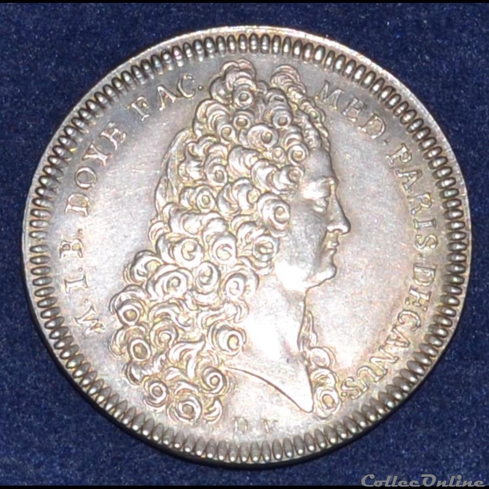 FACULTÉ DE MÉDECINE DE PARIS Jean-Baptiste DOYÉ, REFRAPPE 1716 monnaie jeton mereaux france faculte de medecine de paris jean baptiste doye refrappe 1716