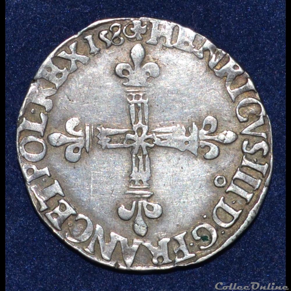 Henri III Quart d'écu monnaie france royale henri iii quart ecu