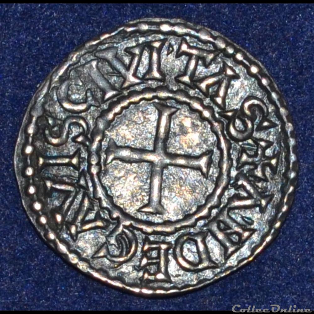 CHARLES II LE CHAUVE Denier d'Angers monnaies europe medievale france carolingiennes charles ii le chauve denier angers