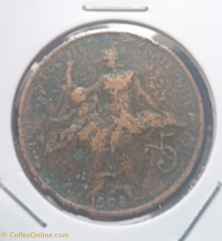 monnaie france a moderne 5 centimes dupuis 1908