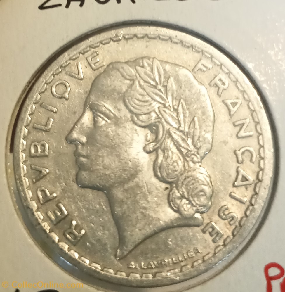 monnaies france modernes 5 francs lavrillier alu 1945c