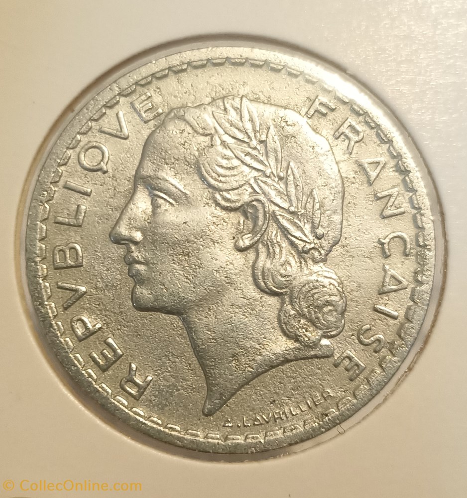 5 francs lavrillier alu 1947B "9 fermé" monnaies france modernes 5 francs lavrillier alu 1947b 9 ferme