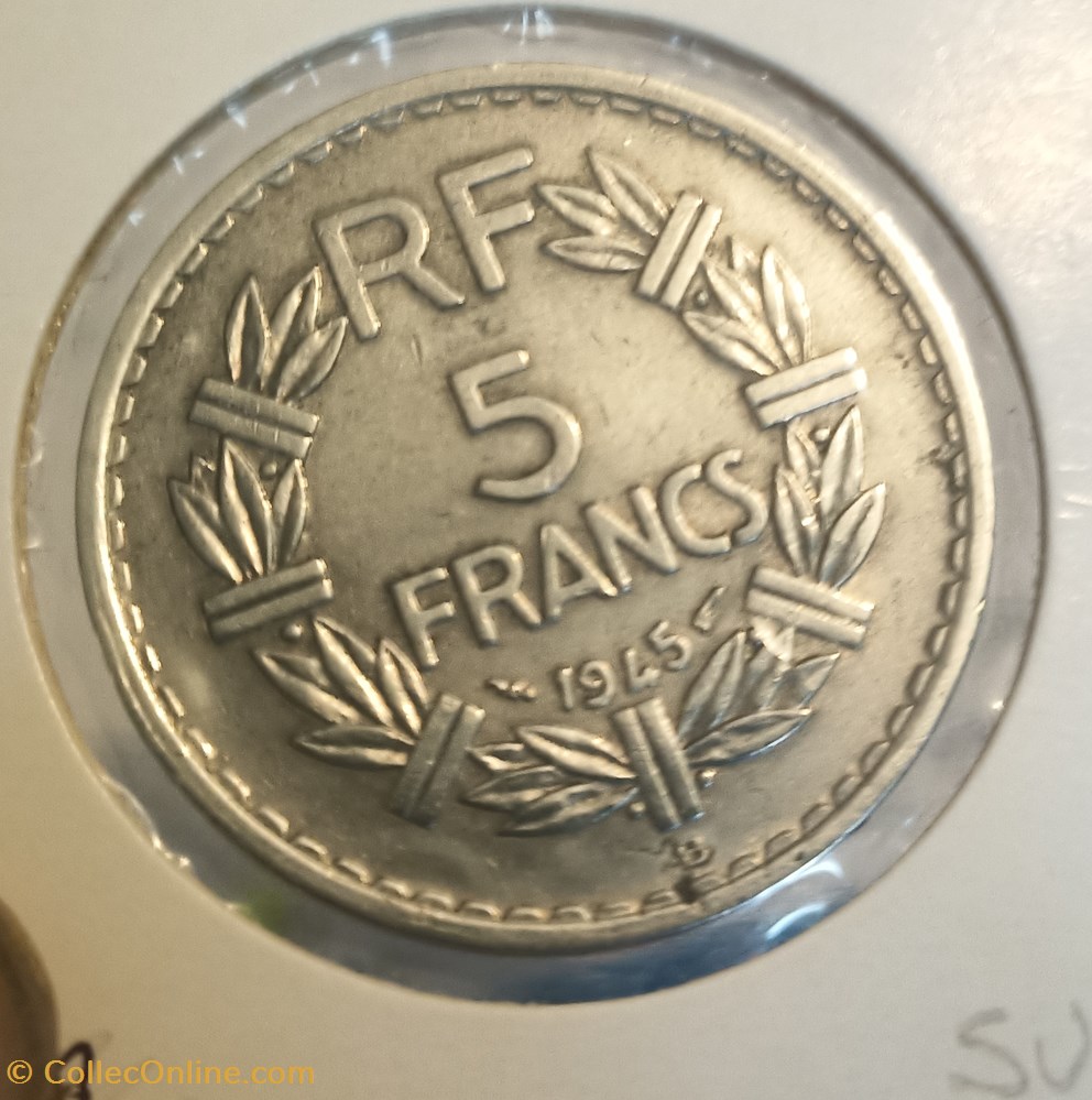 monnaies france modernes 5 francs lavrillier alu 1945b