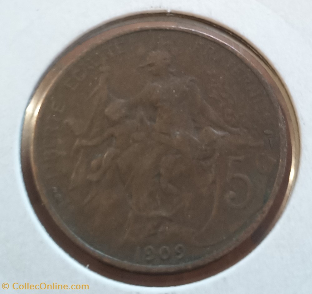 monnaies france a modernes 5 centimes dupuis 1909