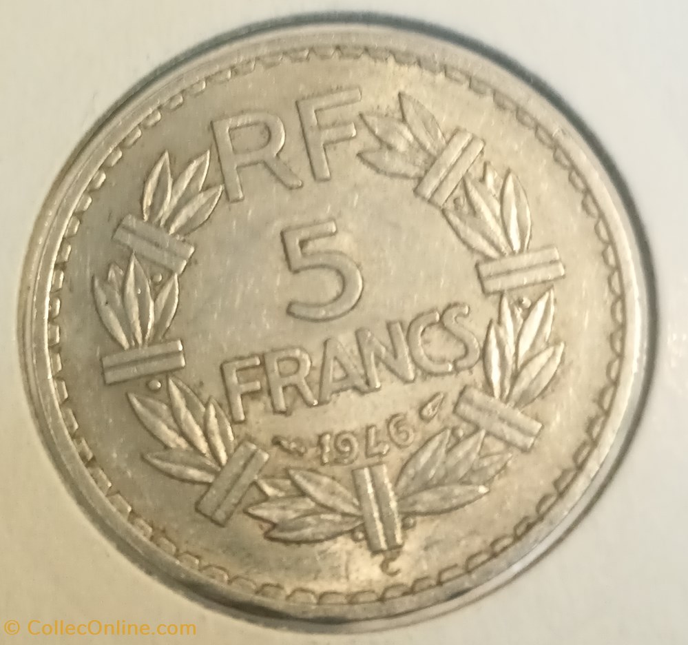 monnaies france modernes 5 francs lavrillier alu 1946c