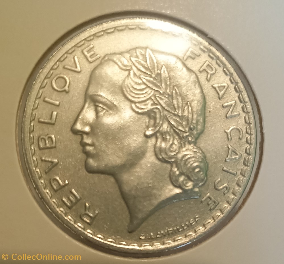 5 francs lavrillier alu 1947 "9 ouvert" monnaies france modernes 5 francs lavrillier alu 1947 9 ouvert