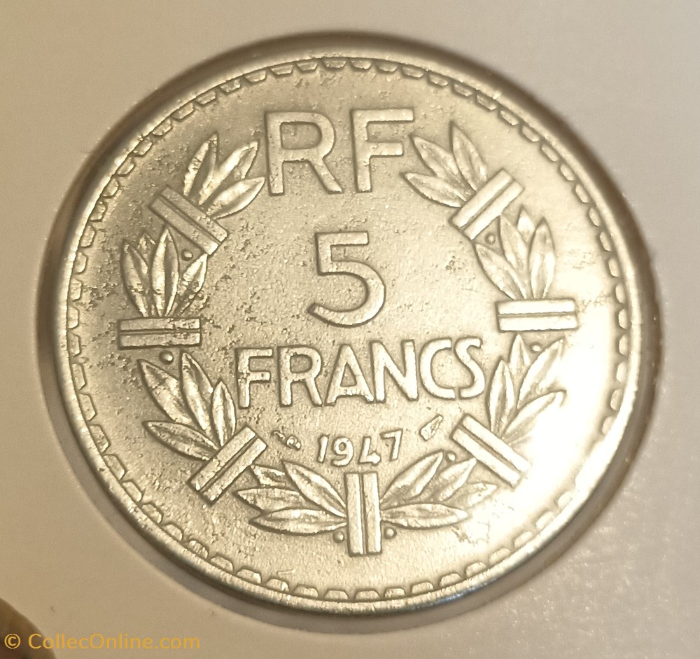 5 francs lavrillier alu 1947 "9 fermé" monnaies france modernes 5 francs lavrillier alu 1947 9 ferme