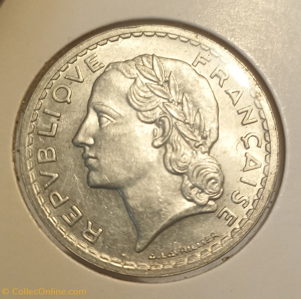 5 francs lavrillier alu 1948 "9 ouvert" monnaies france modernes 5 francs lavrillier alu 1948 9 ouvert