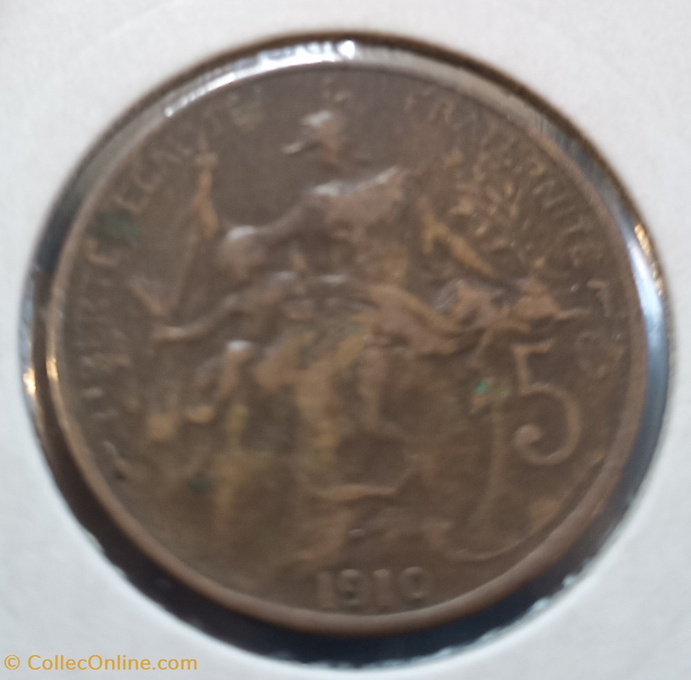 monnaies france a modernes 5 centimes dupuis 1910