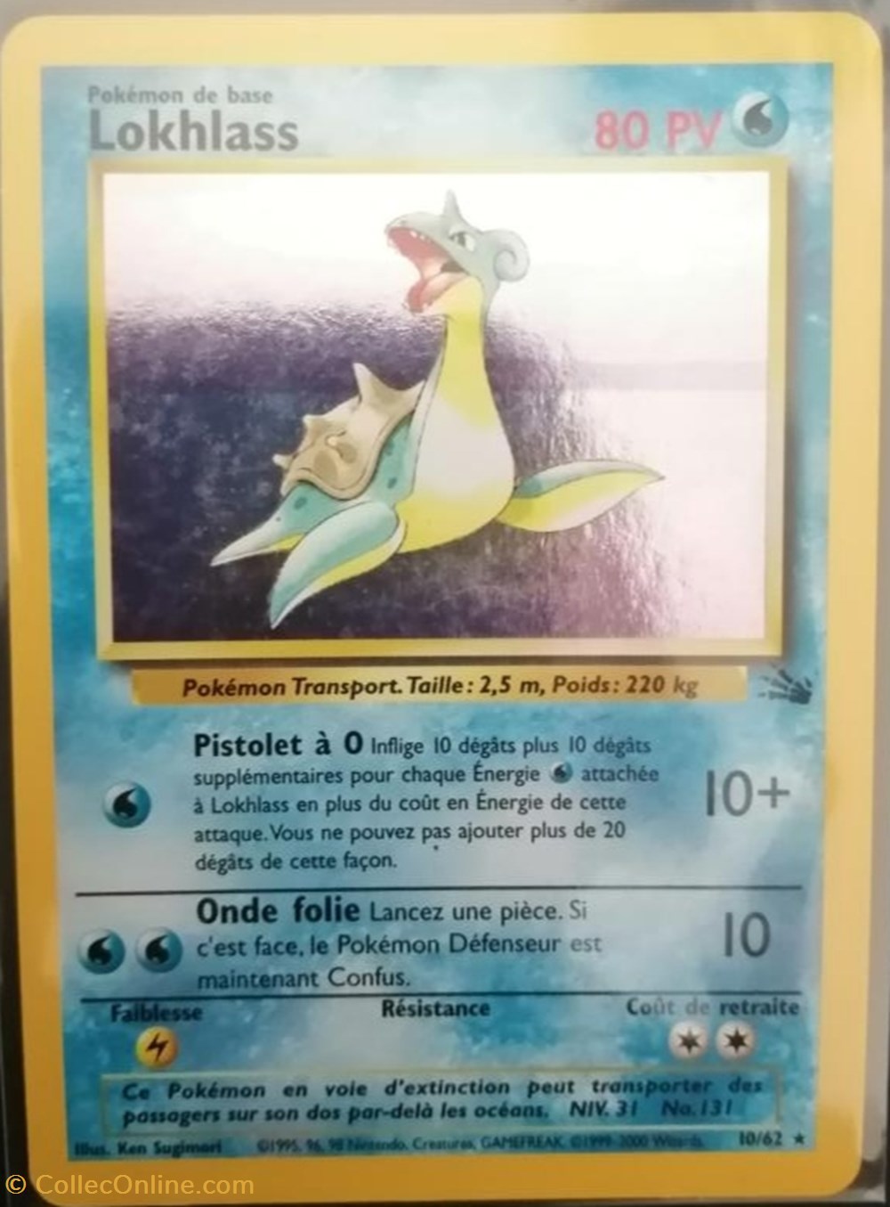 1998 - Fossil (Rare Holo) - 10/62 jeux jouets de cartes 1998 fossil rare holo 10 62