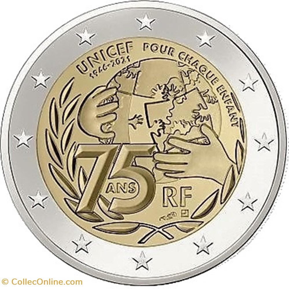75e anniversaire de l'UNICEF - France monnaies 75e anniversaire de unicef france